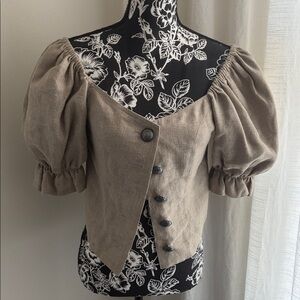 Chic Button-Down Romantic Gothic Puff Sleeve Blouse